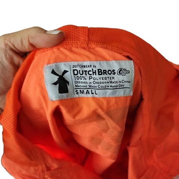 Dutch Bros Coffee Slay the Day Windbreaker Jacket Mens Size S Orange - Picture 6 of 6